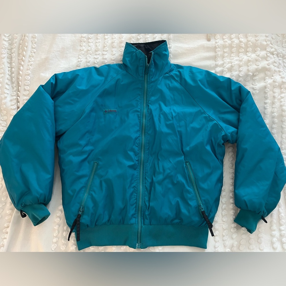 Vintage Columbia Reversible Puffer Jacket black and turquoise